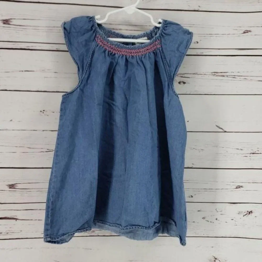 OshKosh BGosh sz 12 denim blue‎ Shirt sleeveless peasant